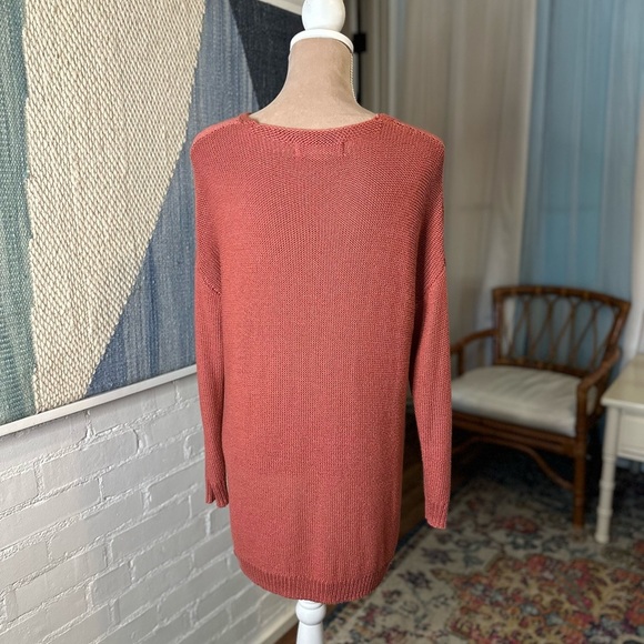 Workshop Republic Clothing Salmon Pink Wool Blend Crochet Sweater - Picture 8 of 11